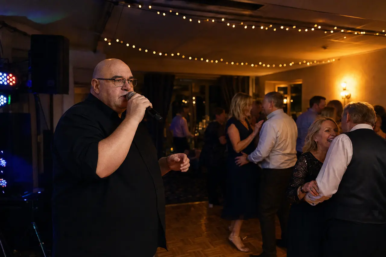 Singer performing at a wedding or private party